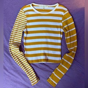 Urban outfitters truly madly deeply striped colorblock cropped long sleeve